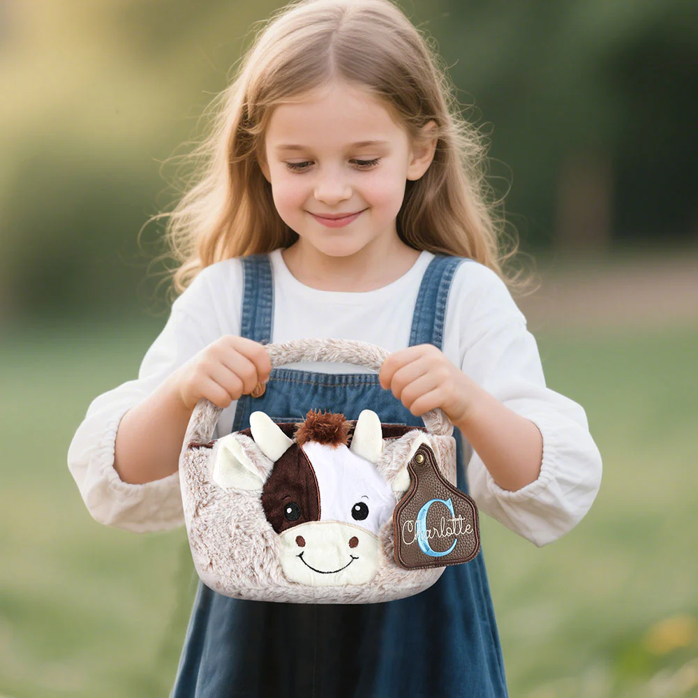 Custom Cow Basket with Leather Name Tag - Image 3