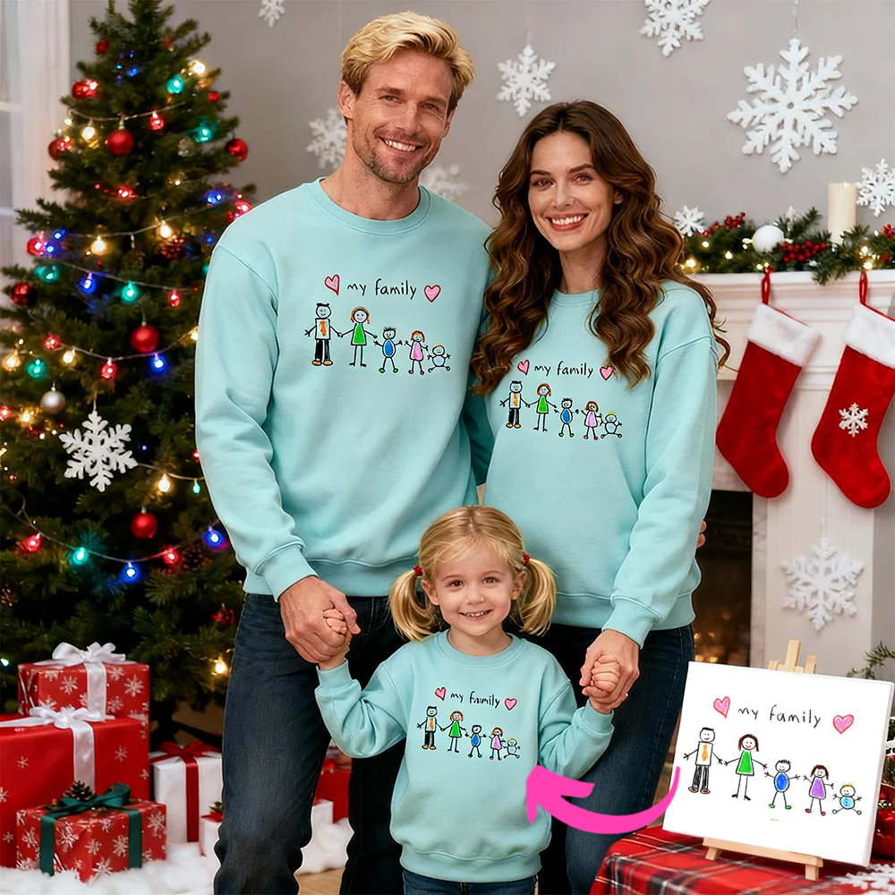 Custom Embroidered Kids Drawing Sweatshirt & T-shirt
