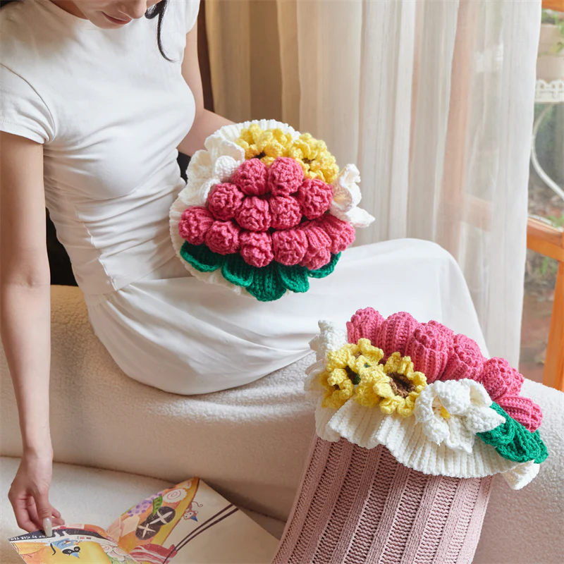 Meiya Flower Bouquet Throw Pillow - Image 3