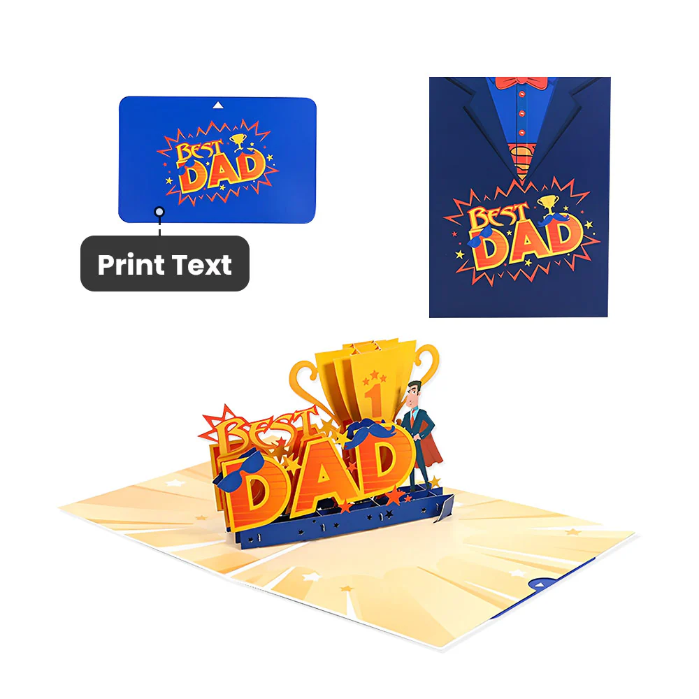 3D Super Dad Golf Cart Jeep Guitar Thank You Lighter Greeting Card - Image 4